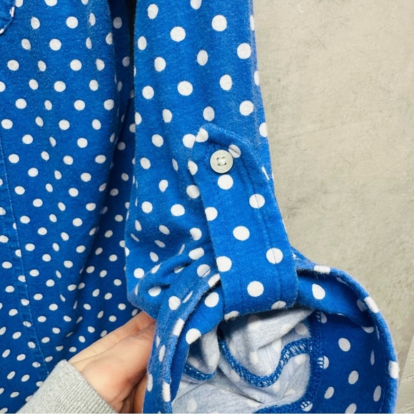 Ralph Lauren Pajama Women's‎ L Cotton Polka Dot Blue Sleep Shirt button up - Picture 5 of 8